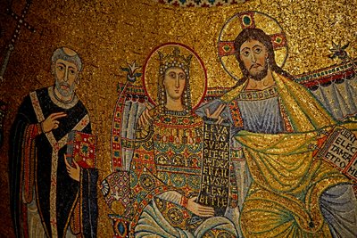 Mosaik in der Apsis mit Christus und der Jungfrau Maria von Unknown